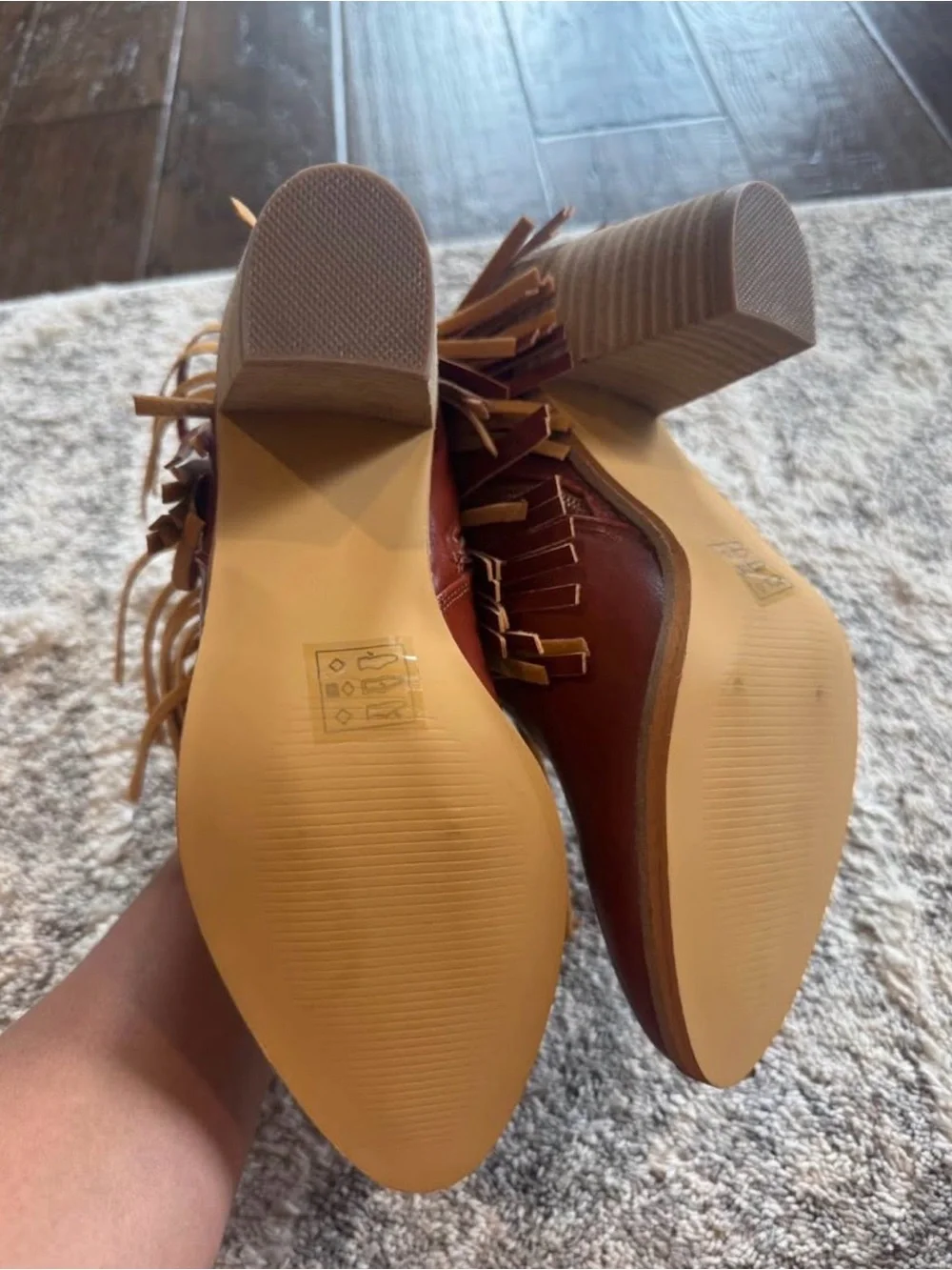 BEAST FASHION Brown Fringe Ankle Booties